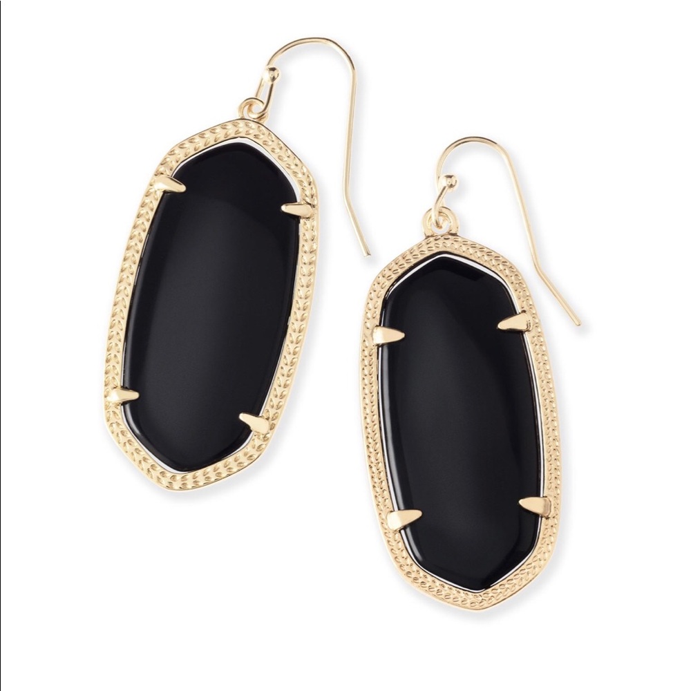 Kendra Scott Elle Gold Drop Earrings in Black